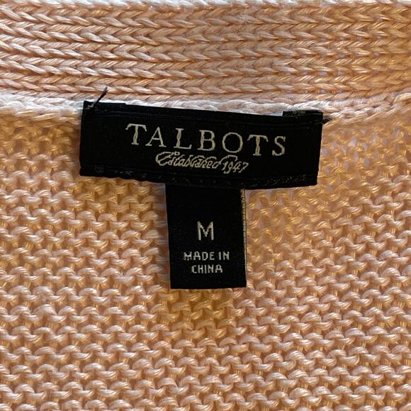 Talbots Pink Linen Button Cardigan Womens Medium Lightweight Topper Sweater - Picture 4 of 7